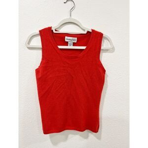 Bloomingdale's red 100% cashmere sweater knit sleeveless vest top